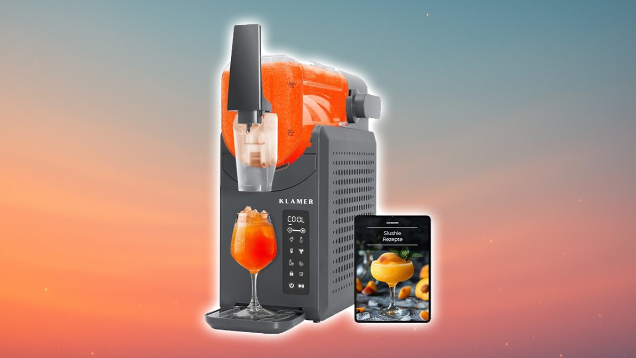 [11/06/2025] KLAMER Slush Maschine, mit 5 smarten Programmen: Slushie, Cocktail, Milchshake, Frappé, Wein, Automatische Reinigung, 2L Fassungsvolumen, Turbo Freeze, kein Eis erforderlich, mit digitalem Rezeptbuch Amazon Angebot