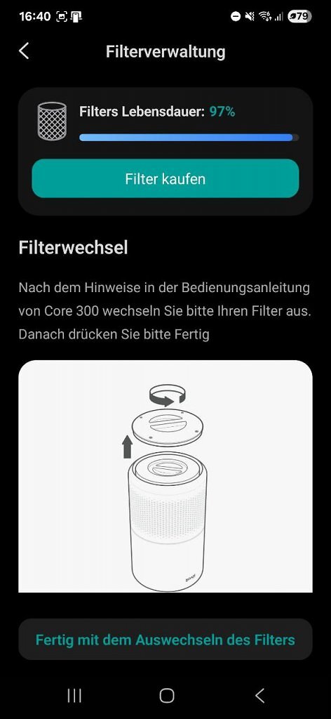 [25/06/2025] Filterwechsel-Erinnerung in der Vesync-App