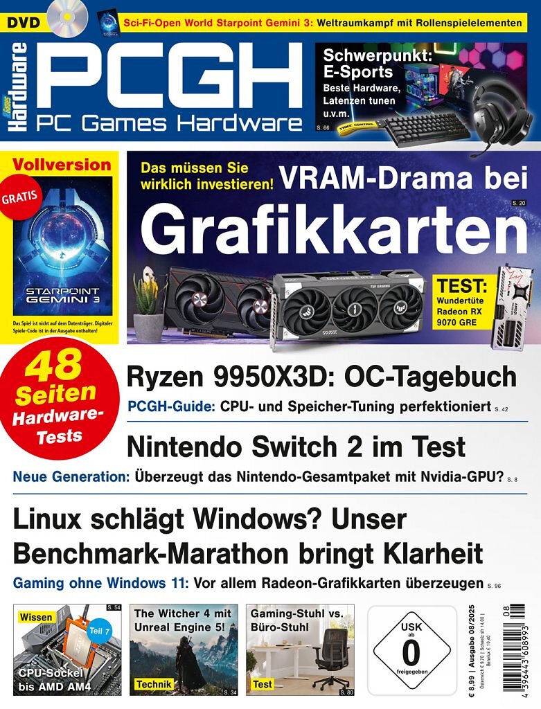 [21/06/2025] DVD-Cover der PCGH-Ausgabe 08/2025. Mit dabei ist Starpoint Gemini 3 als Steam-Vollversion.