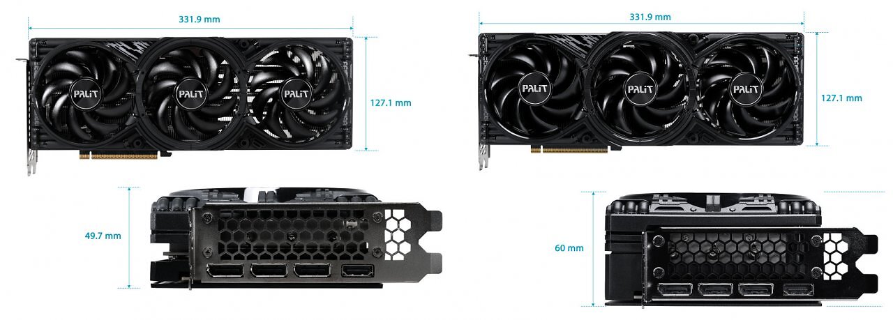 [28/06/2025] RTX 5070 (Ti) Gaming Pro-S (links) und RTX 5070 (Ti) Gaming Pro (rechts) im Vergleich. Das neue Modell ist etwas dünner.