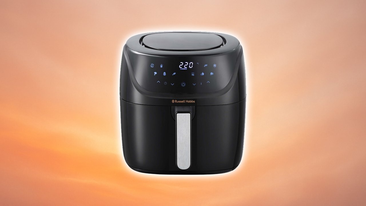 [04/06/2025] Russell Hobbs Heißluftfritteuse XXL 8L Rapid AirFryer [kompaktes Gehäuse,7 Kochfunktionen,10 Programme] SatisFry (spülmaschinenfest, max 220°C, Fritteuse ohne Öl, Grillen, Backen, Braten) 27170-56 Amazon Angebot