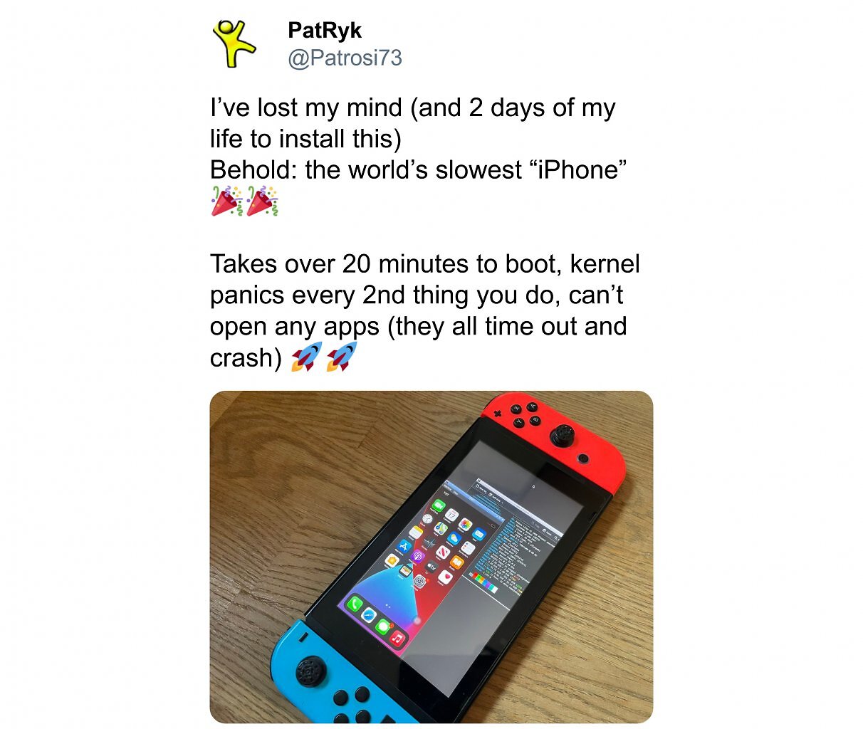 [21/06/2025] iOS läuft zwar auf der Switch, bislang kann es aber kaum verwendet werden.