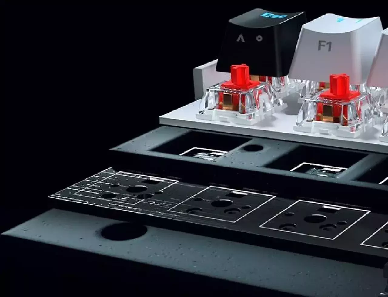 [17/07/2025] Das zentrale Element einer Custom-Gaming-Tastatur ist die als PBC bezeichnete Hot-Swap-Schalterplatine. Die macht den Schaltertausch möglich und verfügt zusätzlich über eine RGB-LED.