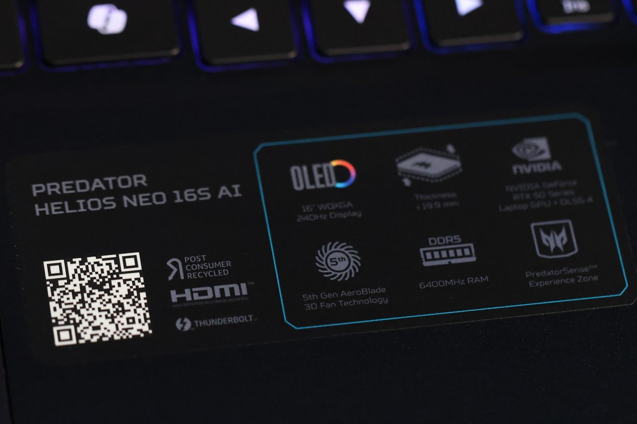[28/07/2025] Das Acer-Notebook mit der RTX 5070 Ti verfügt über HDR und OLED.