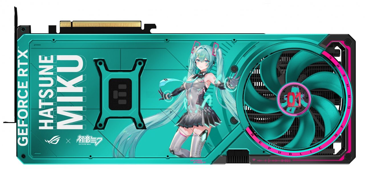 [13/07/2025] Die Rückseite der Asus Geforce RTX 5080 ROG Astral Hatsune Miku Edition.