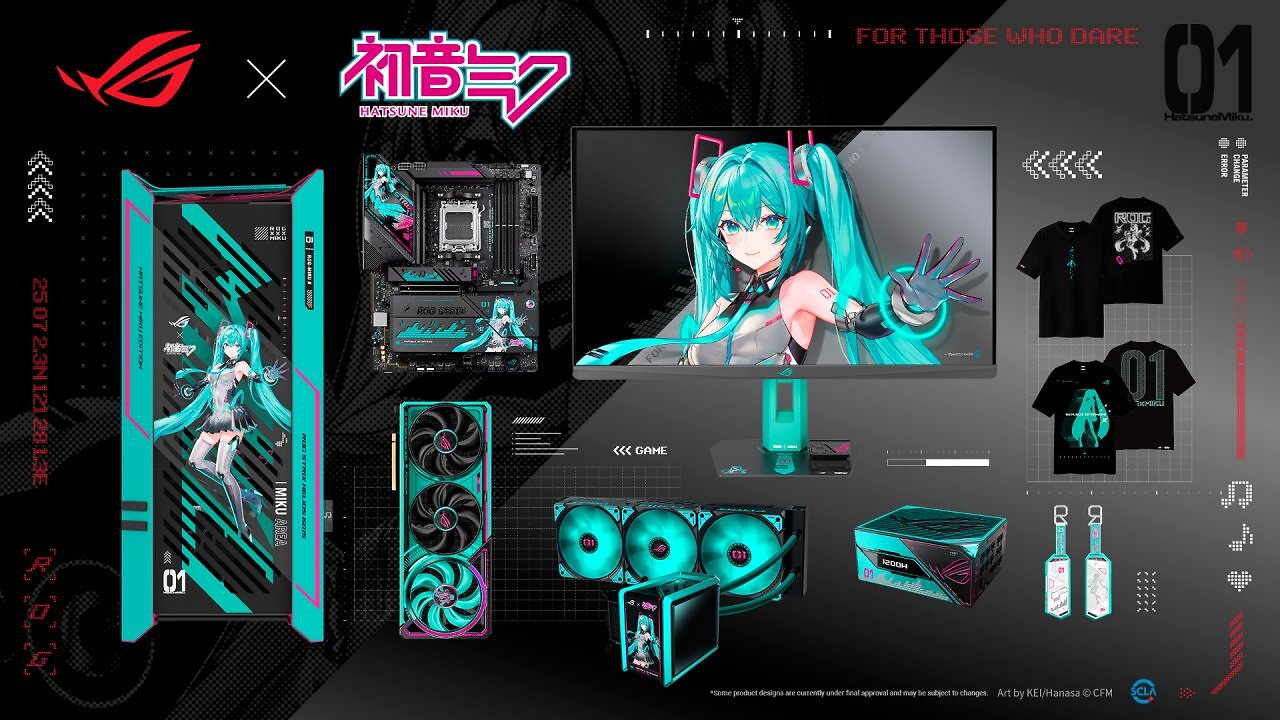 [17/07/2025] Asus ROG trifft auf Hatsune Miku: Die Vocaloid-Figur ziert nun eine komplette Sonderkollektion an PC-Hardware.