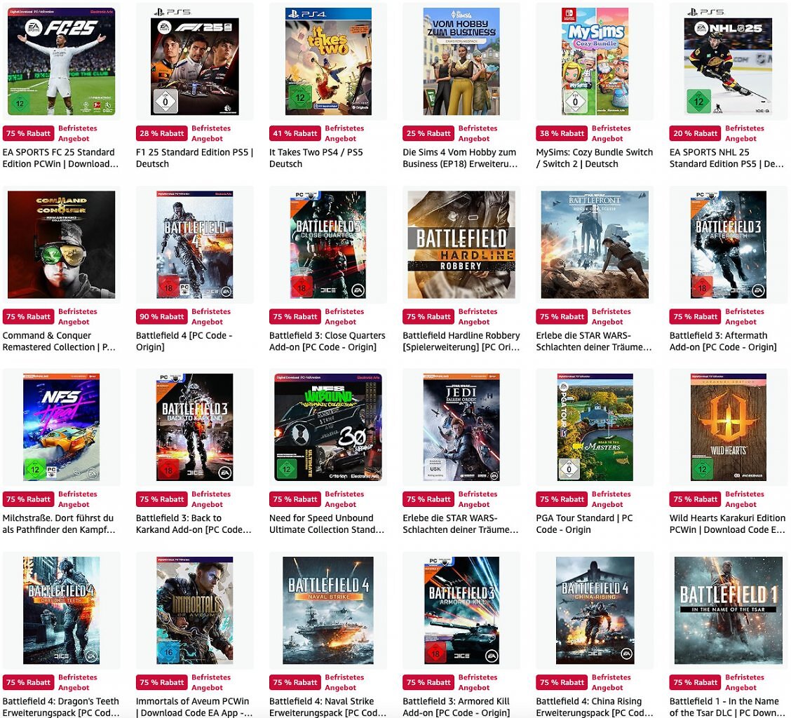 EA-Spiele bis zu 90% günstiger: Für PC, PS5, Xbox & Switch ab 1,99€