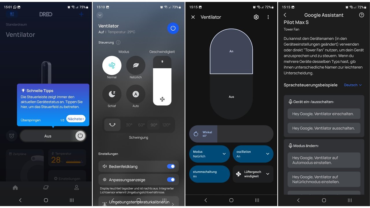 Screenshots einer App