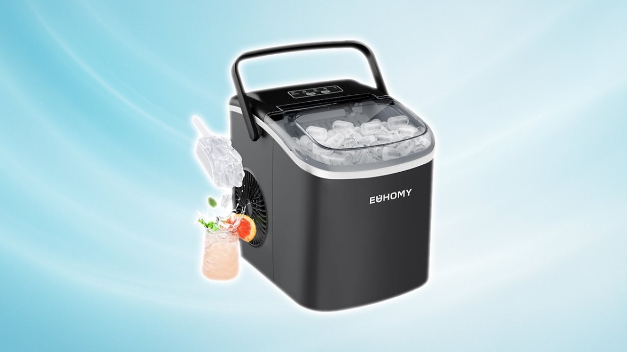[17/07/2025] EUHOMY Eiswürfelmaschine Klein, 12KG Eiswürfelbereiter Ice Maker, 9 Würfel in 6 Minuten fertig, Schwarz Eiswürfelmaschine mit Tragbarem Griff, 12KG/24H, Selbstreinigendes Eiswürfelmaschinen Amazon Angebot