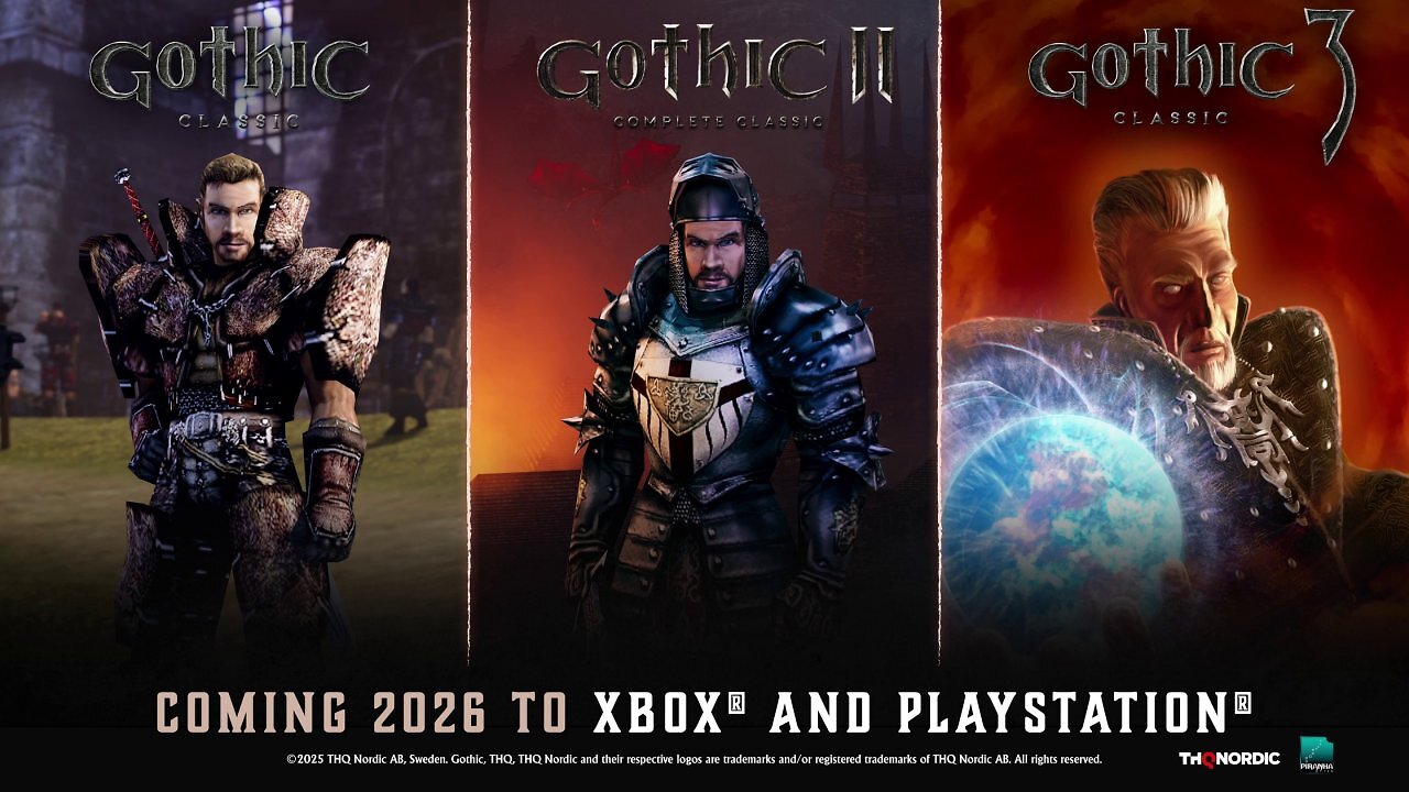 [31/07/2025] Sowohl für Playstation als auch Xbox sollen alle drei Original-Gothic-Titel 2026 erscheinen. Die ersten beiden Gothic-Klassiker sind bereits auf der Nintendo Switch erhältlich, sollen aber auch auf den anderen Plattformen erscheinen. Ein denkbares Bundle des ersten Teils mit dem Remake wäre zumindest eine naheliegende Option.