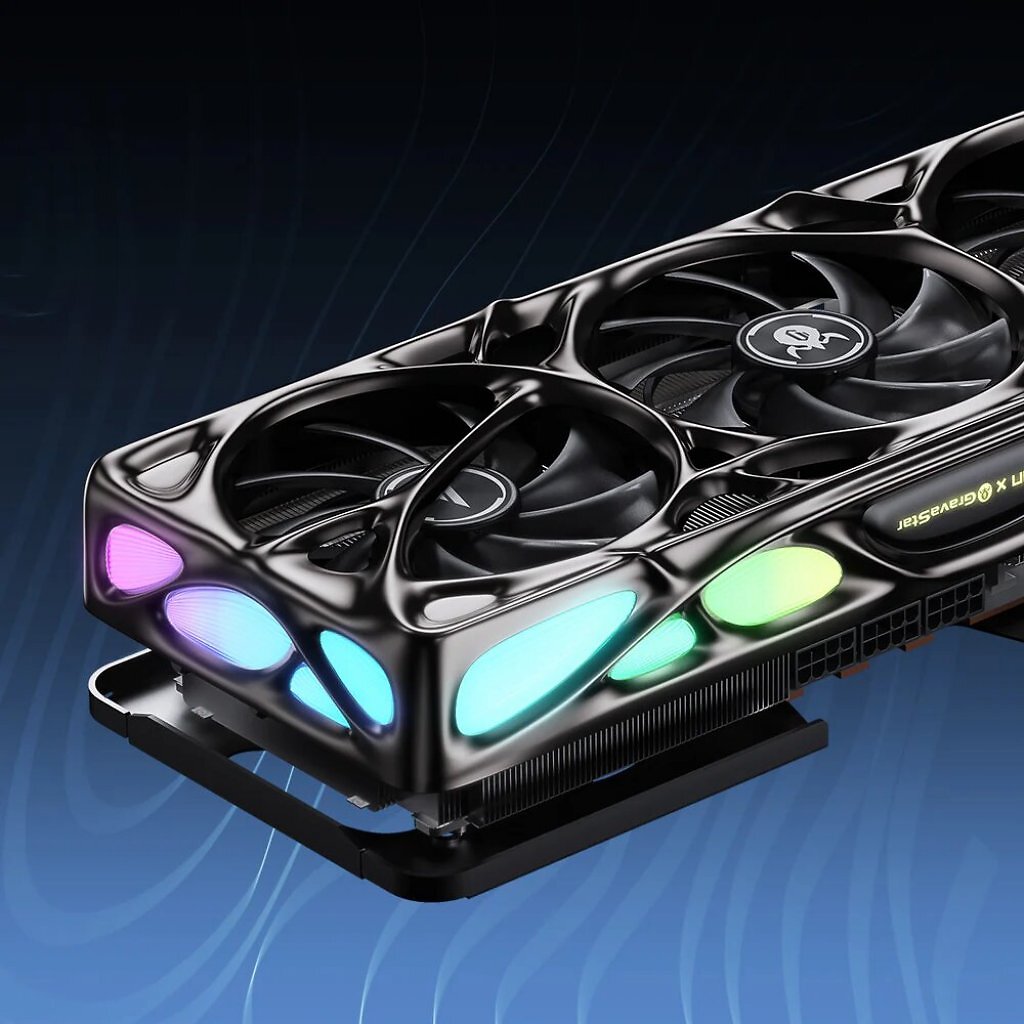 RGB-Beleuchtung und Cyberpunk-Design der Mercury Nova OC Grafikkarte