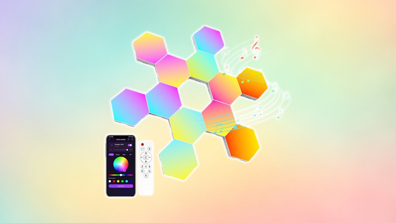 [28/07/2025] Hexagon LED Gaming Wandleuchte 12pcs RGB Hexagon Panels – Playstation Lampe mit Musik Sync & App-Steuerung, Zimmer Deko, Deko Wohnzimmer & Deko Schlafzimmer, Wandbeleuchtung für Gamer Room Amazon Angebot