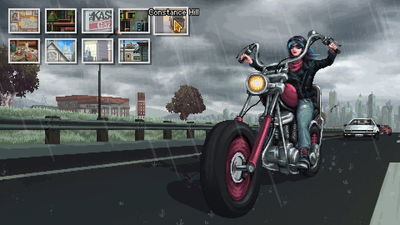 Kathy Rain auf ihrem Motorrad