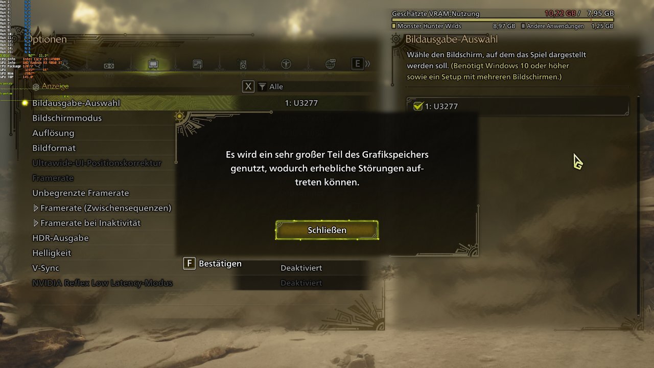 [24/07/2025] Monster Hunter Low Video Memory Warning