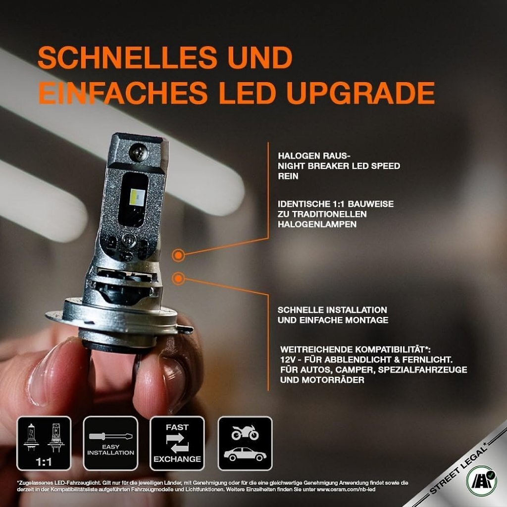 Osram Night Breaker LED Speed H7-Lampen für VW, BMW und Co. sind verzichten auf Umbausätze zwecks leichter Monate. Nun sind sie kla billiger als anderswo