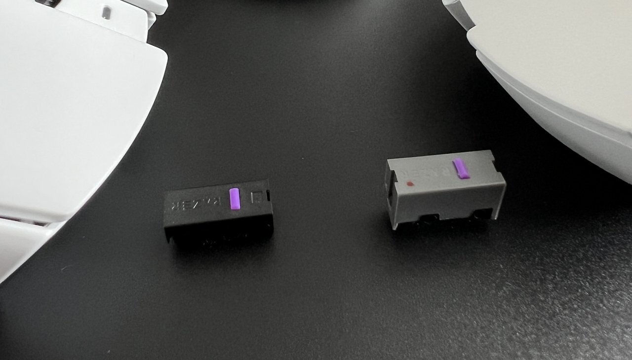 [09/07/2025] Generationenwechsel bei den optischen Tastenschaltern. Die Razer Viper V3 Pro war noch mit dem Optical Mouse Switch Gen-3 (rechts) bestückt. Beim Nachfolger Viper V4 Pro verbaut Razer den geräuschintensiven Optical Mouse Switch Gen-4 (links).