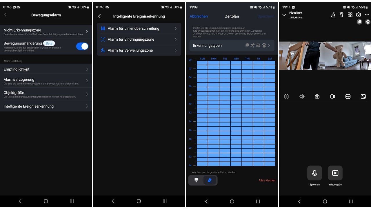 Screenshots der Reolink-App