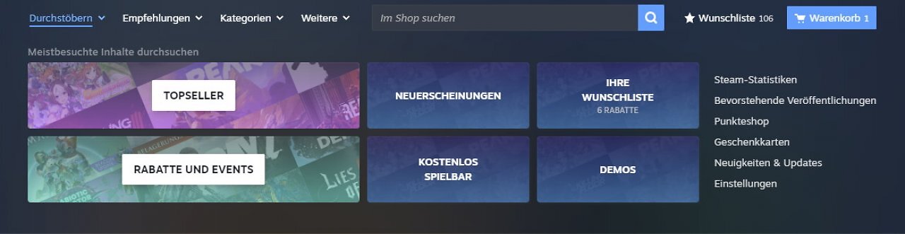 [27/07/2025] Steam:&nbsp;​Beta-Update mit neuem Menü, liefert bessere Suche und Empfehlungen (2)