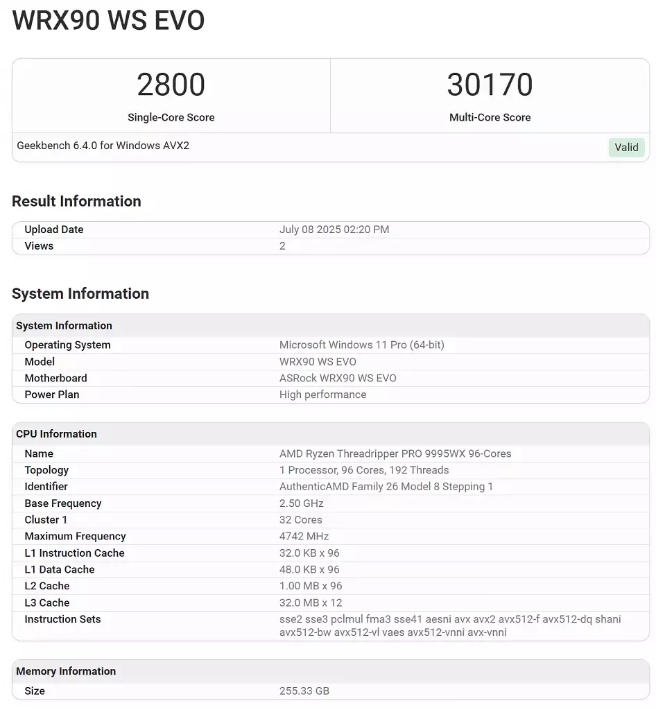 [09/07/2025] AMD Ryzen Threadripper Pro 9995WX (2)