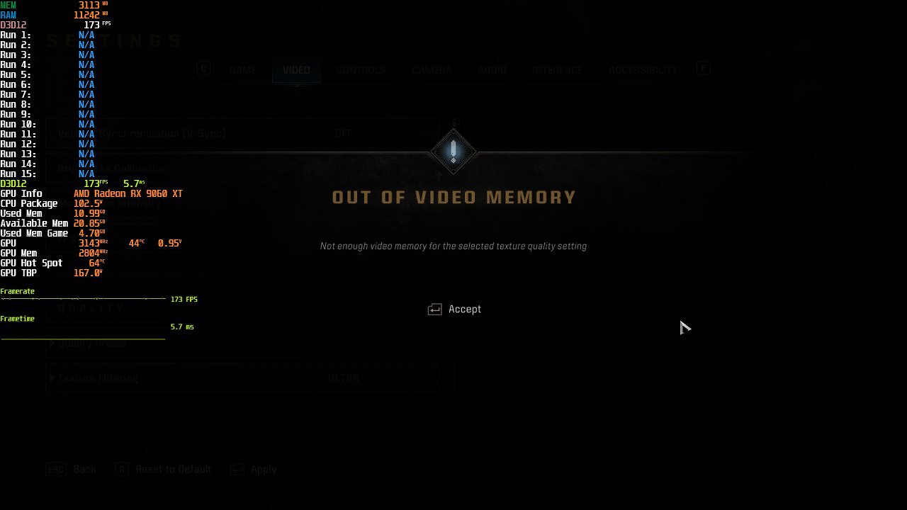 [24/07/2025] Warhammer 40000 Space Marine 2 Out of Video Memory