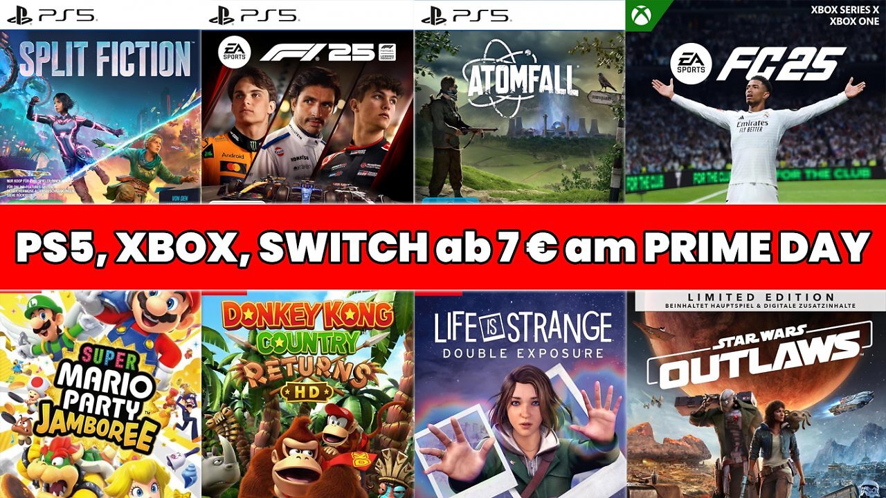 [08/07/2025] Amazon verramscht Videospiele: ab 7 € fliegen PS5, Xbox Series S & Nintendo Switch Games raus