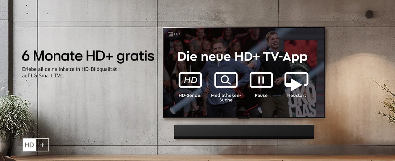 [22/08/2025] Über die neue HD+ TV-App erlebt man auf LG-Fernsehern alle Inhalte in HD-Bildqualität sechs Monate gratis.