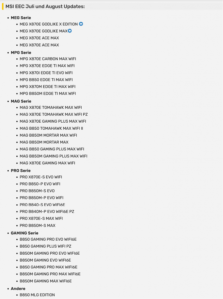 [10/08/2025] Neue AM5-Mainboards von MSI