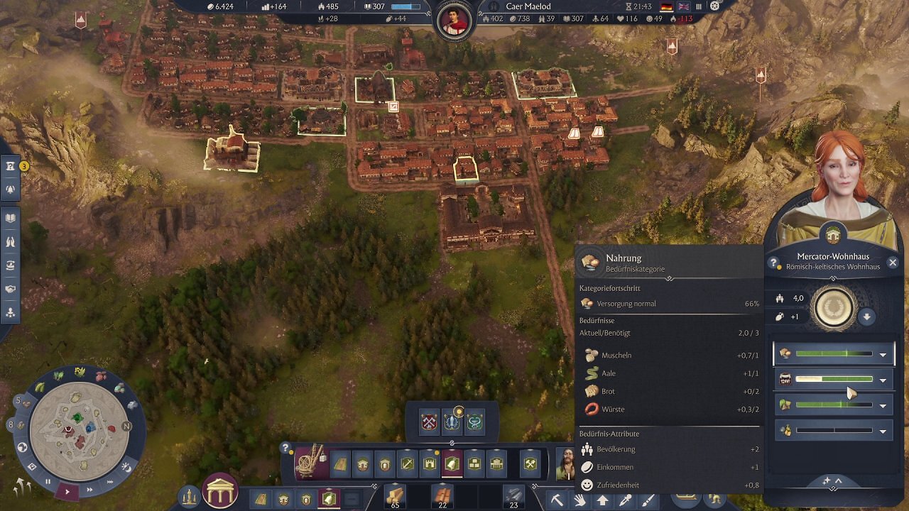 [20/08/2025] Anno 117: Blick auf eine römische Provinz mit aktivierter Benutzeroberfläche – im Menü sind die neuen Forschungsoptionen und kulturellen Entscheidungen sichtbar.