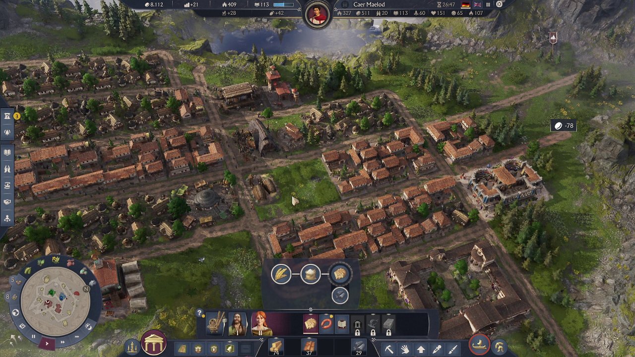 [20/08/2025] Straßen, Wohnhäuser und erste Produktionsstätten: Anno 117 zeigt schon in der frühen Aufbauphase dichte Siedlungsstrukturen und hohe Detailtiefe.