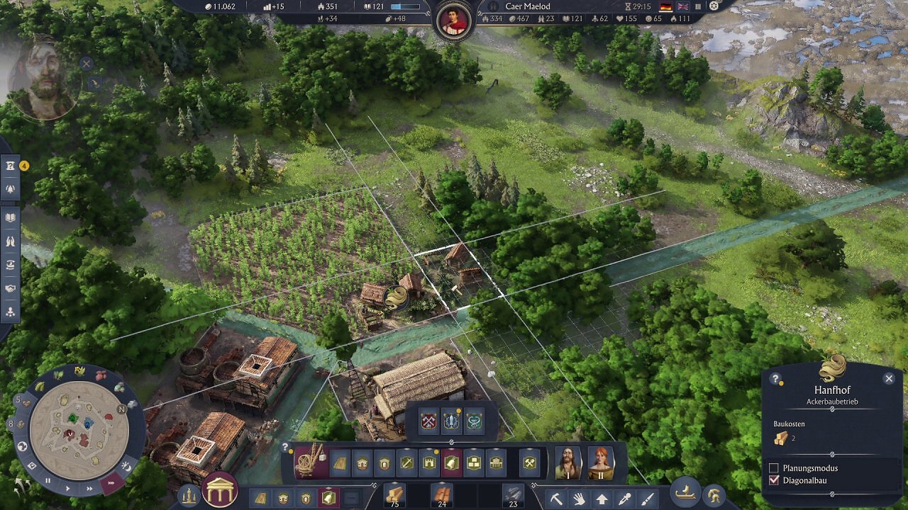 [20/08/2025] Am Waldrand entstehen die ersten Betriebe: Anno 117 bindet natürliche Ressourcen und Terrain enger ins Aufbauspiel ein.