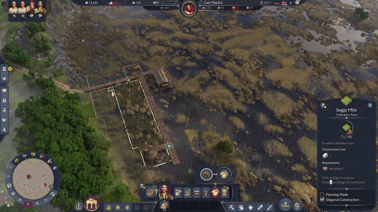 [20/08/2025] Feuchte Marschlandschaften wie hier in Albion zeigen die neue Terrain-Engine von Anno 117 mit detailreicher Vegetation und Bodenstrukturen.