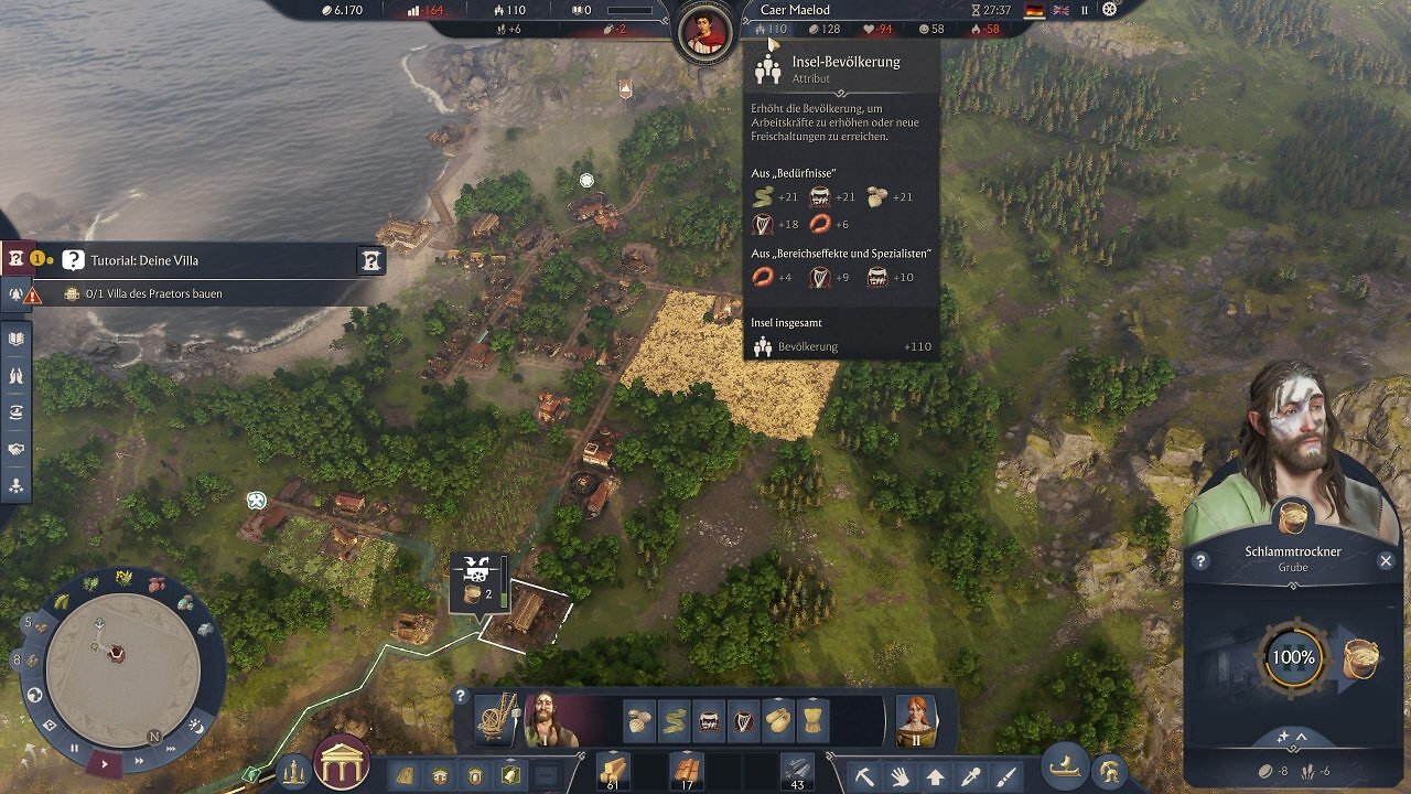[21/08/2025] Screenshot unserer Anspiel-Session auf der Gamescom 2025. Anno 117: Pax Romana bringt neue Technik, bessere Optik in Form eines feineren Beleuchtungssystems und ein Göttersystem für frische Strategie.