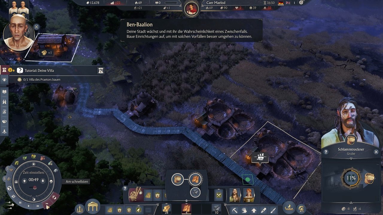 [21/08/2025] Screenshot unserer Anspiel-Session auf der Gamescom 2025. Anno 117: Pax Romana bringt neue Technik, bessere Optik in Form eines feineren Beleuchtungssystems und ein Göttersystem für frische Strategie.
