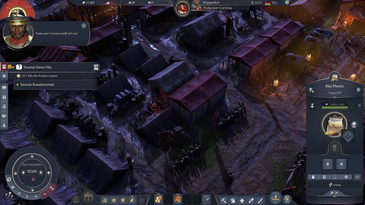 [21/08/2025] Screenshot unserer Anspiel-Session auf der Gamescom 2025. Anno 117: Pax Romana bringt neue Technik, bessere Optik in Form eines feineren Beleuchtungssystems und ein Göttersystem für frische Strategie.