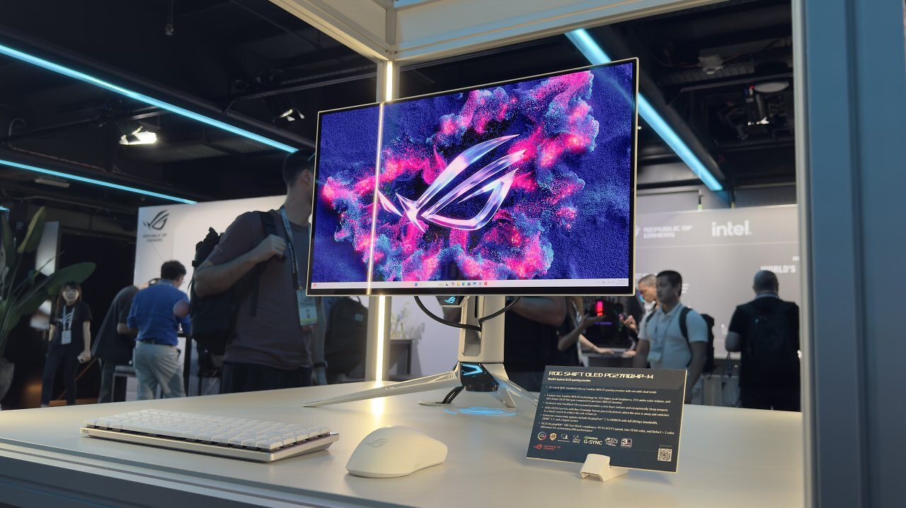 [19/08/2025] Asus präsentiert auf der Gamescom 2025 die Kernfeatures seiner neuen ROG-OLED-Monitore in einer Übersichtsgrafik.