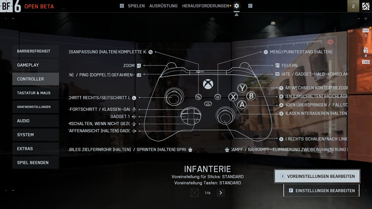 [07/08/2025] Battlefield 6 Open Beta - Menü - Controller