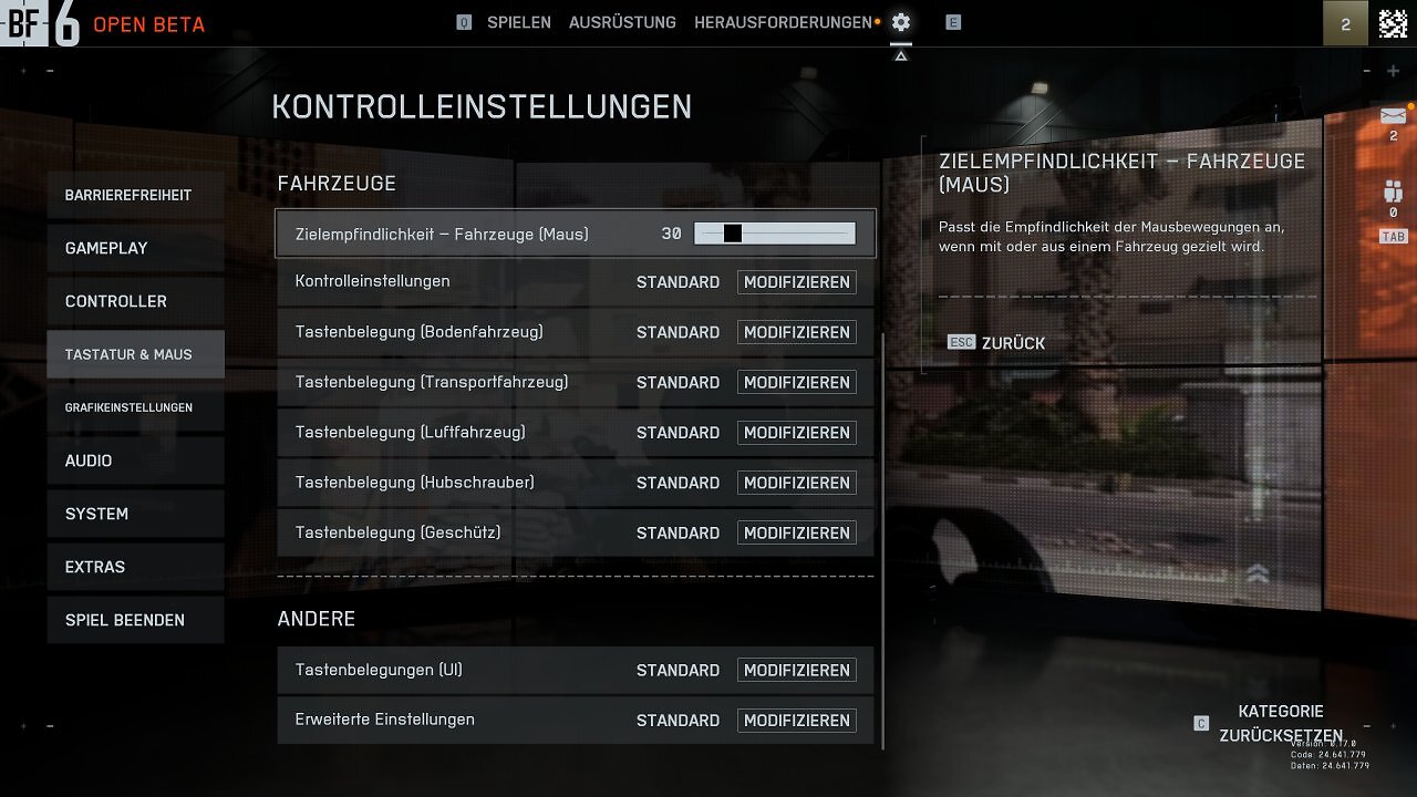 [07/08/2025] Battlefield 6 Open Beta - Menü - Tastatur II
