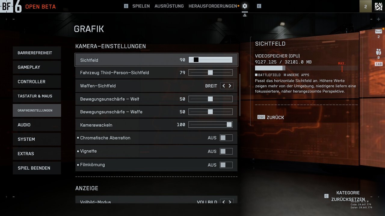 [07/08/2025] Battlefield 6 Open Beta - Menü - Grafikeinstellungen II