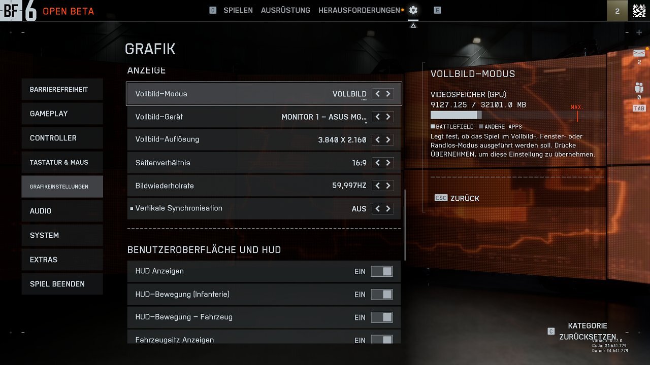 [07/08/2025] Battlefield 6 Open Beta - Menü - Grafikeinstellungen III