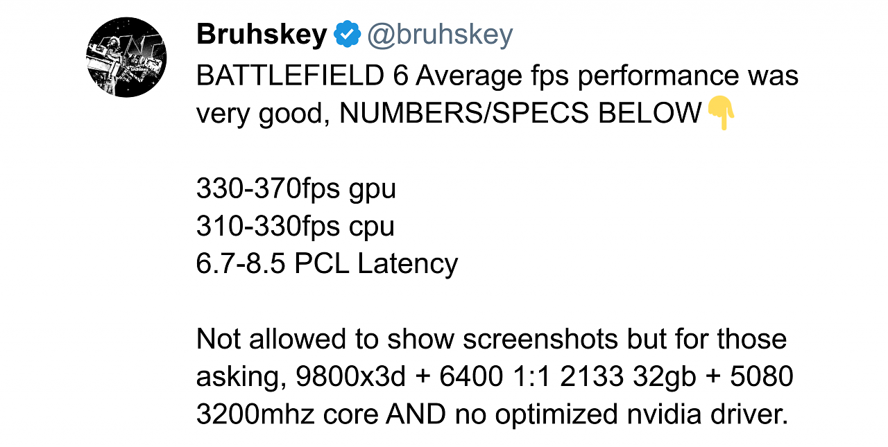 [03/08/2025] Battlefield 6 erreicht im CPU-Limit angeblich über 300 Fps - wenn man mit einem Ryzen 7 9800X3D spielt.