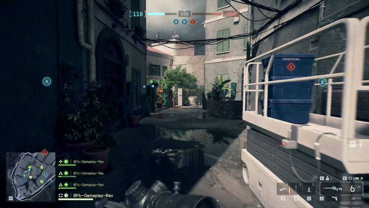 [01/08/2025] Zumindest bislang verfügt Battlefield 6 über keine Raytracing-Effekte. Dies ist insbesondere an den Spiegelungen sichtbar, für welche die Entwickler Screen-Space- sowie Cube-Map-Reflections nutzen. Die SSRs sind prinzipiell schick, kommen allerdings mit den typischen Nebeneffekten und Problemen bei Verdeckung. Ist die SSR verdeckt, kommt die darunterliegende, leider sehr grobpixelige Cube-Map-Spiegelung hervor. Auch Fensterscheiben werden von pixeligen Cube-Map-Reflections bekleidet.