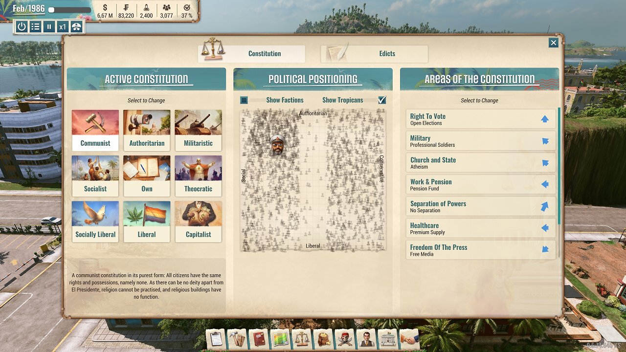 [21/08/2025] Tropico 7 - Politische verfassung (1)