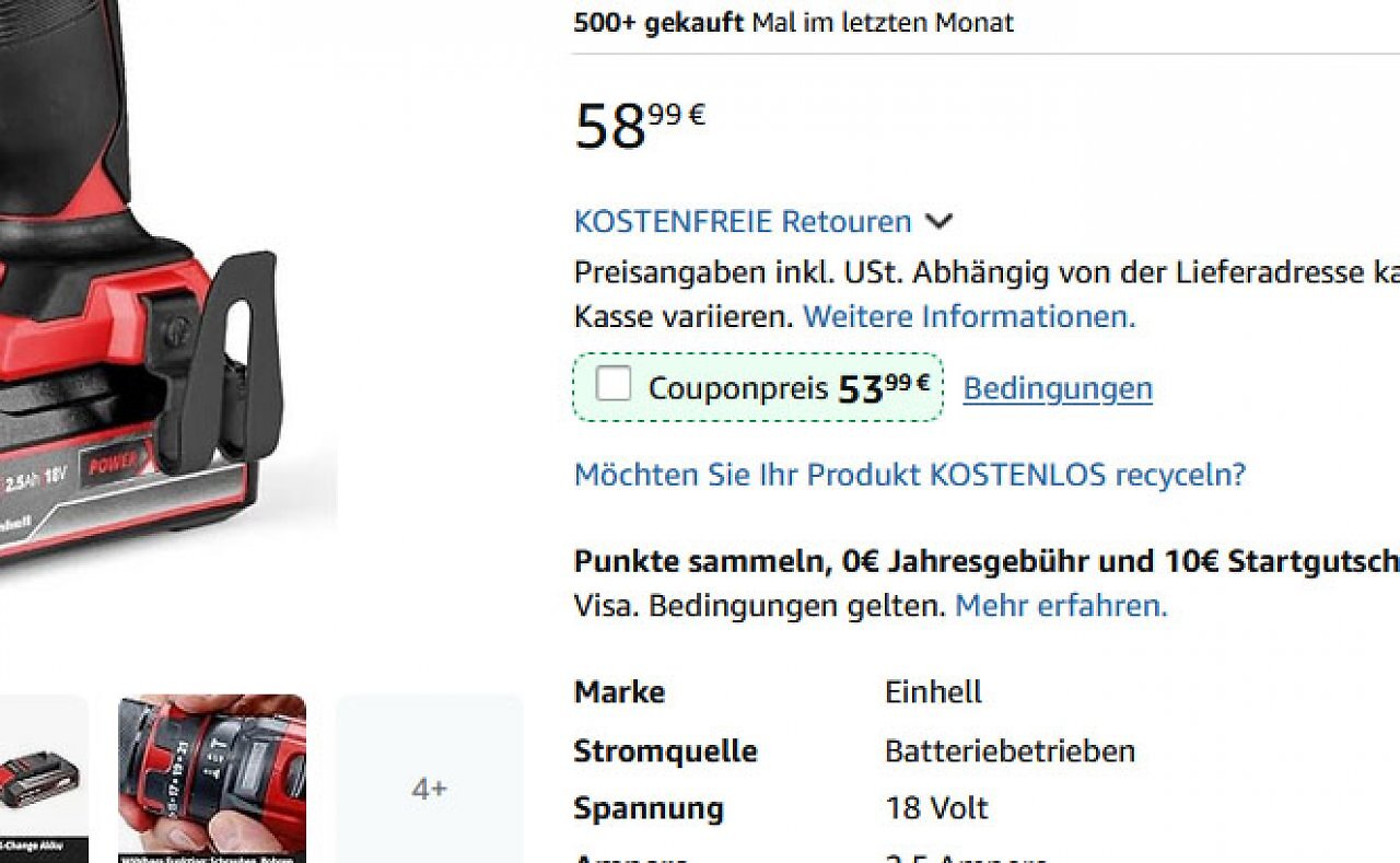 18V-Akku-Werkzeuge von Einhell wie Schlagbohrschrauber, Kompressor und Co. sind kurz doppelt reduziert