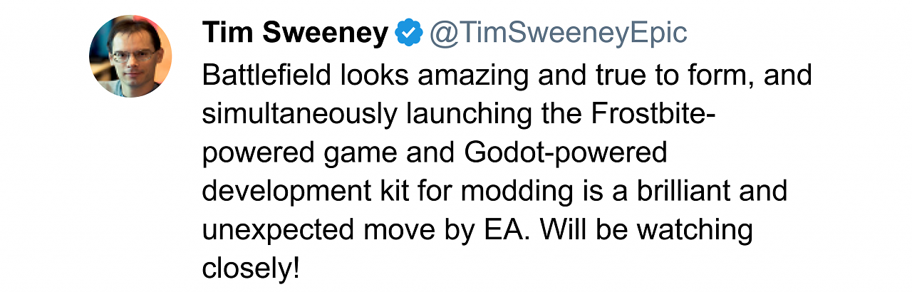 [02/08/2025] Epic-CEO Tim Sweeney lobt die Integration der Godot Engine.