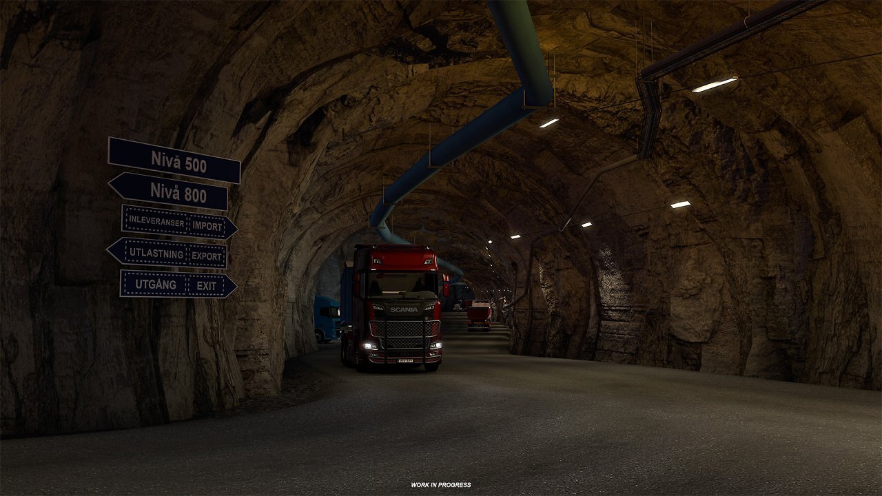 Truck im unterirdischen Eisenerzbergwerk im Euro Truck Simulator 2.