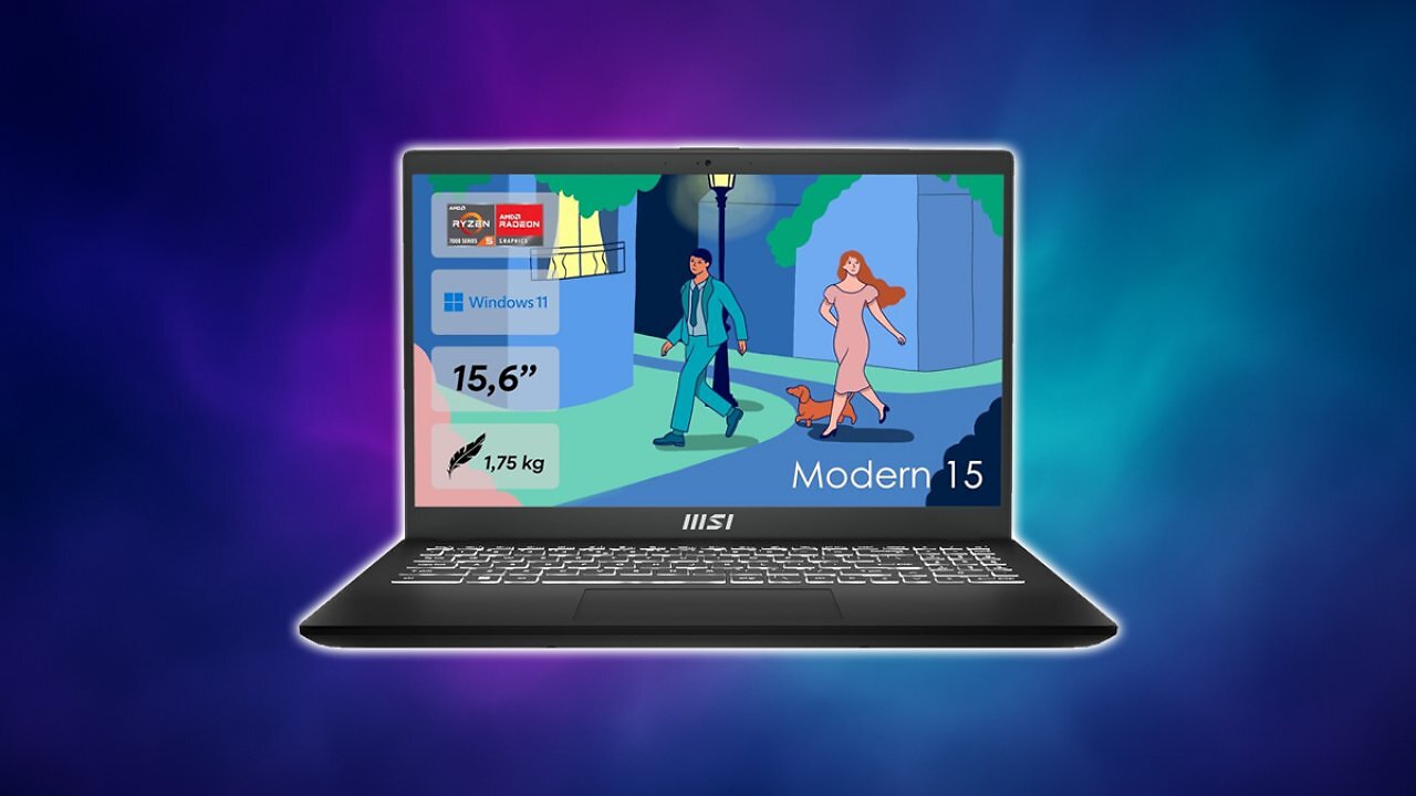 [22/08/2025] MSI Modern 15 Lifestyle & Business Laptop, 15,6 Zoll Full HD Display, AMD Ryzen 5 7430U Prozessor, 16 GB DDR4 RAM, 512GB SSD, AMD Radeon Graphics, Windows 11 Home, Schwarz, B7M-463 Amazon Angebot