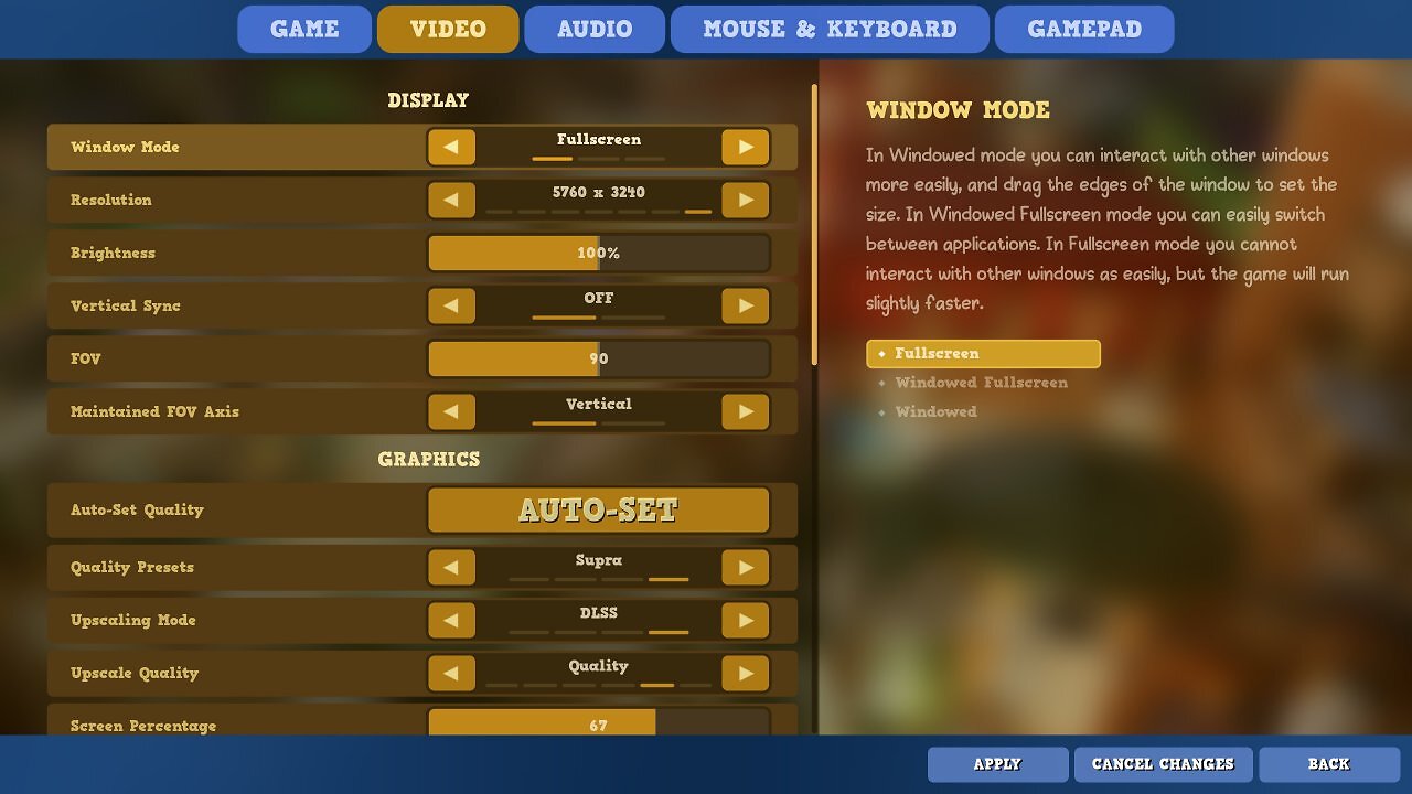 Supraworld Early Access: Grafikoptionen
