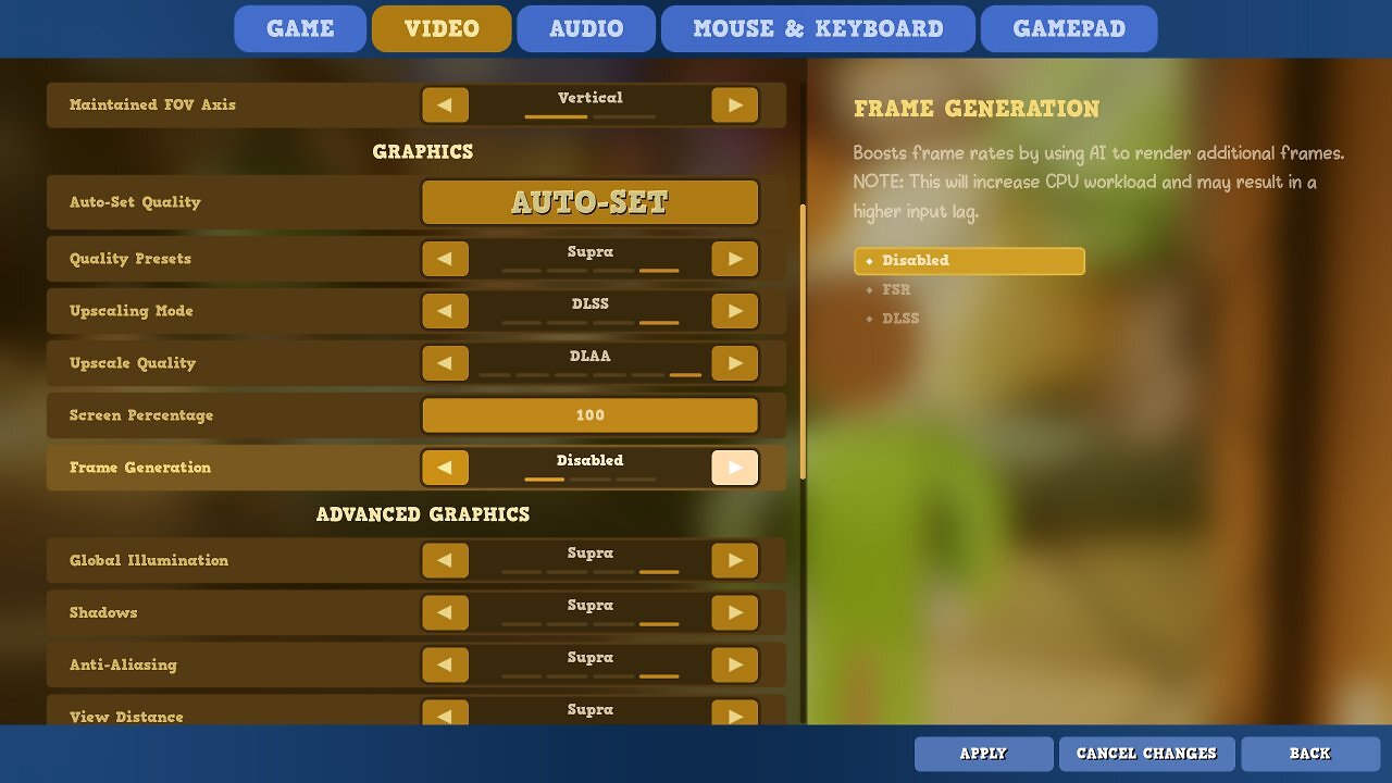 Supraworld Early Access: Grafikoptionen 2