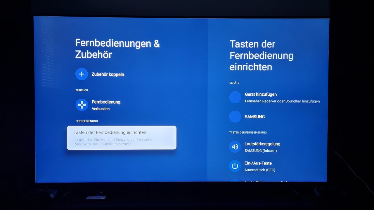 Benutzeroberfläche eines Fernsehers.