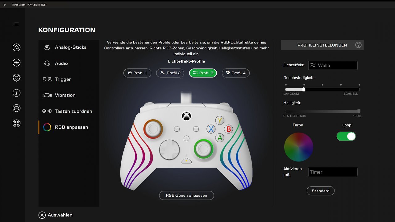Screenshot der Turtle Beach - PDP Control Hub-App